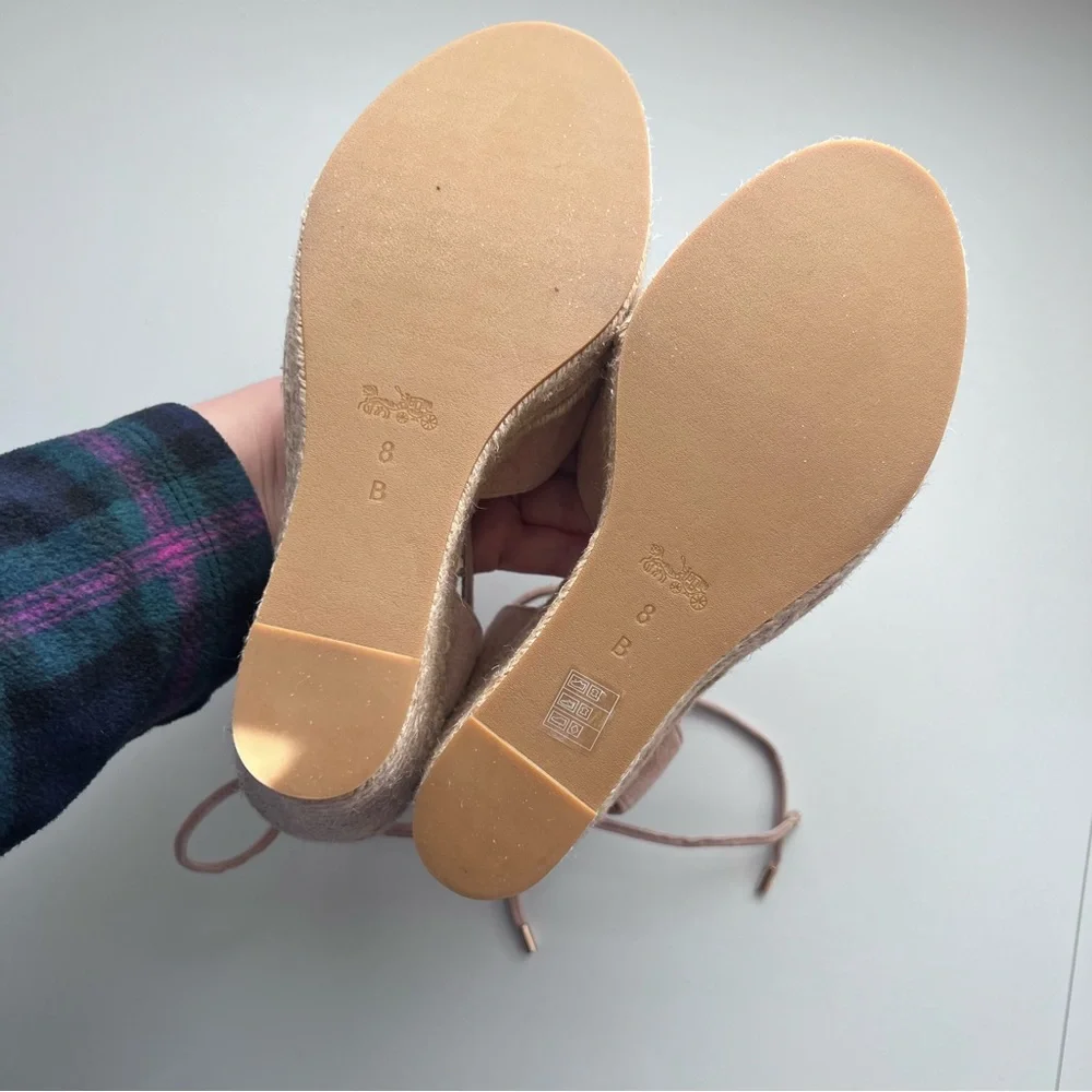Lace-Up Espadrille Wedge Sandals in Blush